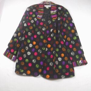Brenda Goode Vintage 80s Mixed Animal Print Polka Dot Blazer Jacket Black XL USA